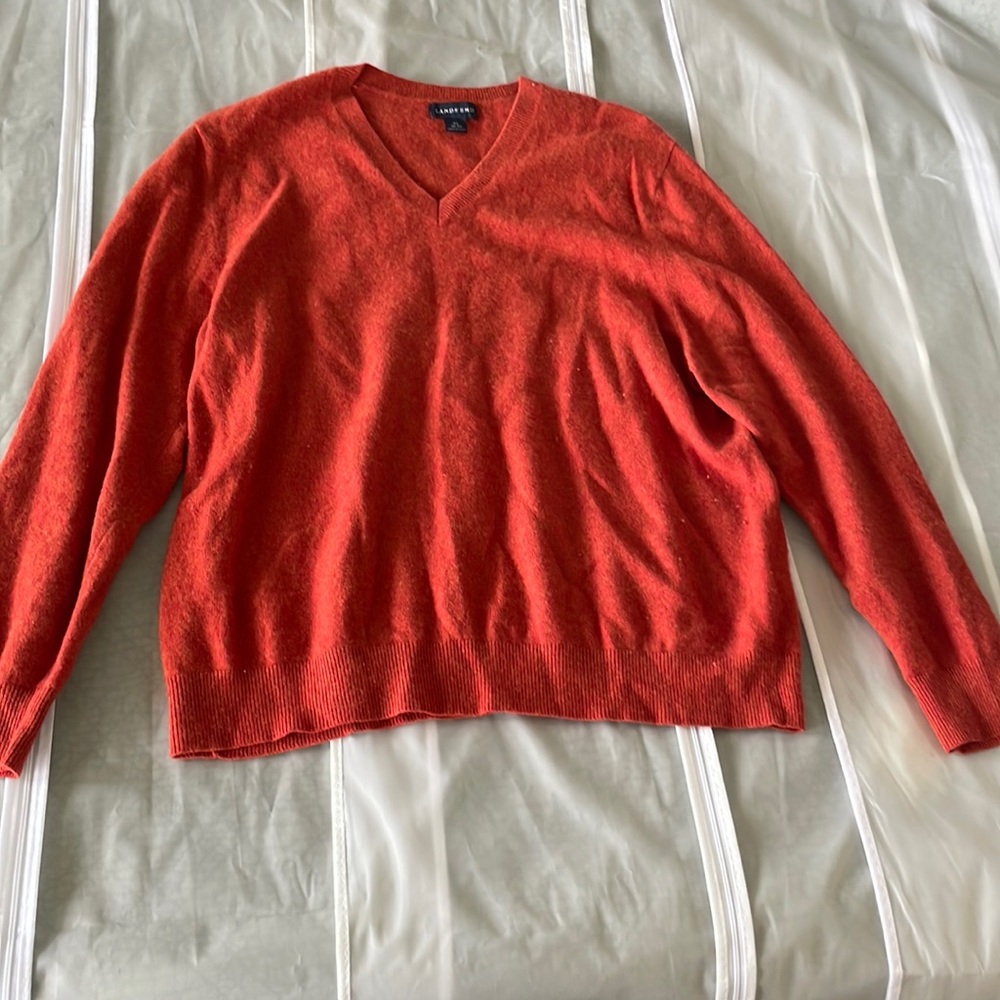 Lands' End Women's V-Neck Sweater - Red
